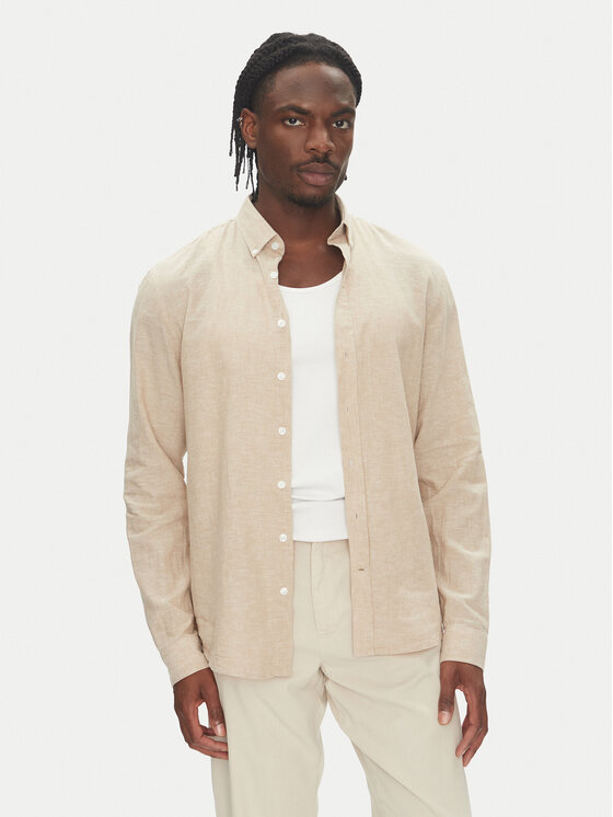 Lindbergh Риза 30-203344B Бежов Relaxed Fit за Мъже цена