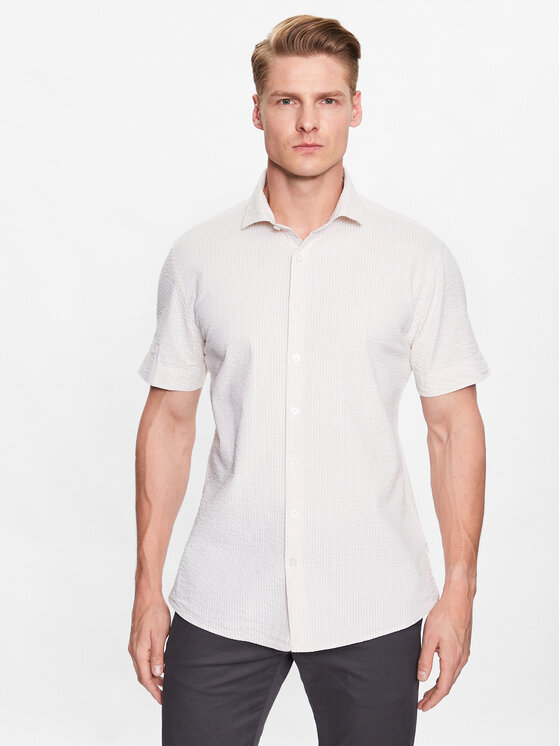Lindbergh Риза 30-203431 Бежов Slim Fit за Мъже цена