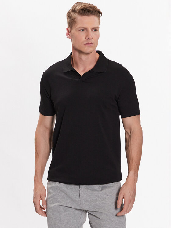 Lindbergh Тениска с яка и копчета 30-404036 Черен Slim Fit за Мъже цена