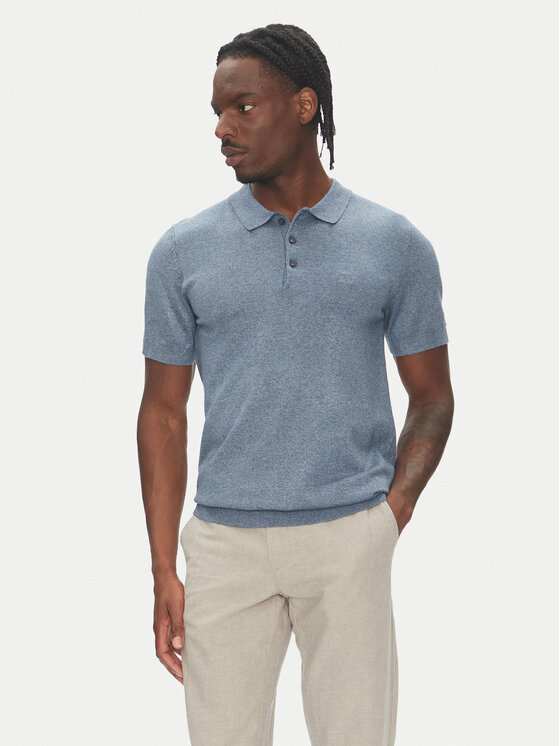 Lindbergh Тениска с яка и копчета 30-800159 Син Slim Fit за Мъже цена