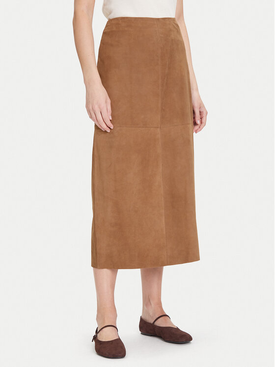 MAX&Co. Кожена пола Guelfi 2526406011200 Кафяв Straight Fit за Жени цена