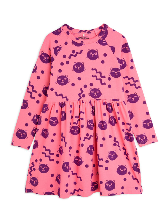 MINI RODINI Ежедневна рокля Squiggly Cats 2515010628 Розов Regular Fit за Момичета цена