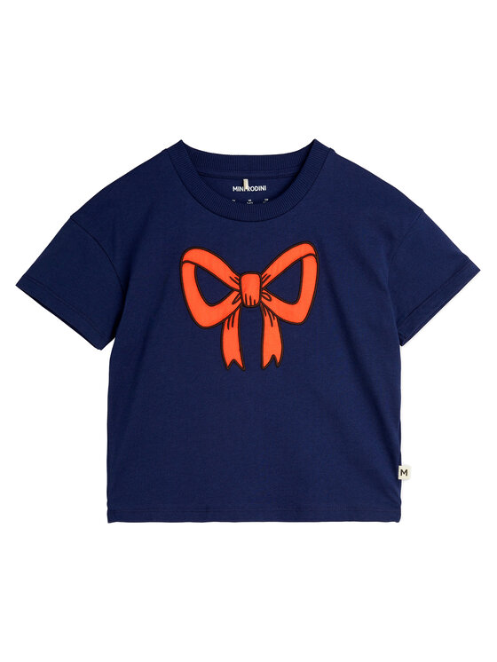 MINI RODINI Тишърт Bow 2512012860 Тъмносин Regular Fit за Момичета цена