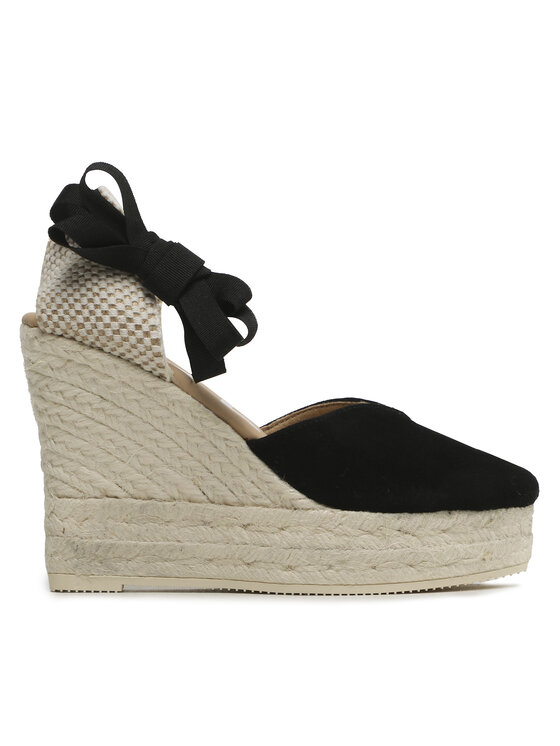 Manebi Еспадрили Heart-Shaped Wedge Espadrilles K 1.0 WH Черен за Жени цена