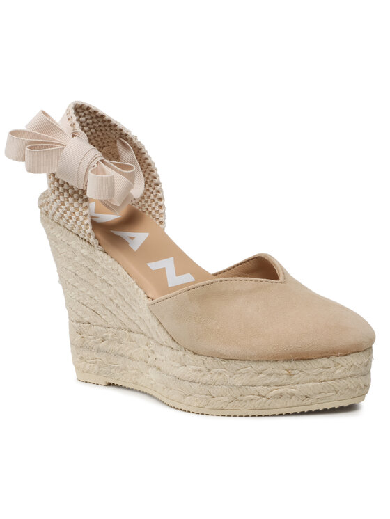 Manebi Еспадрили Heart-Shaped Wedge Espadrilles M 1.1 WH Бежов за Жени цена