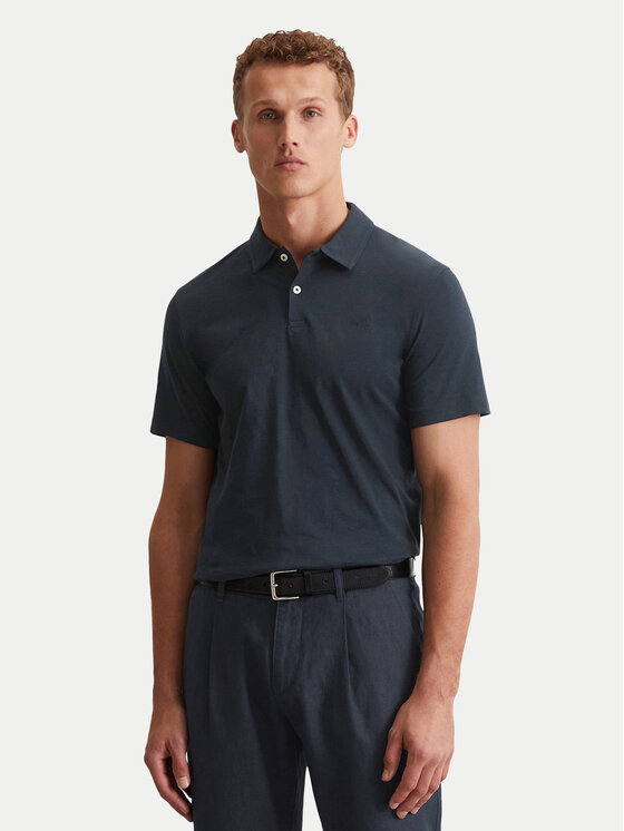 Marc O'Polo Тениска с яка и копчета 536 2176 53018 Тъмносин Shaped Fit за Мъже цена