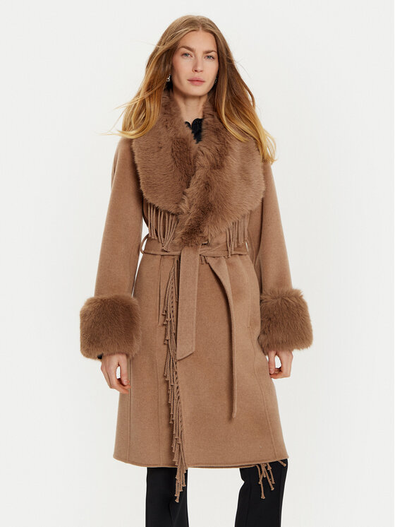 Marciano Guess Вълнено палто 4BGL10 7125A Кафяв Regular Fit за Жени цена