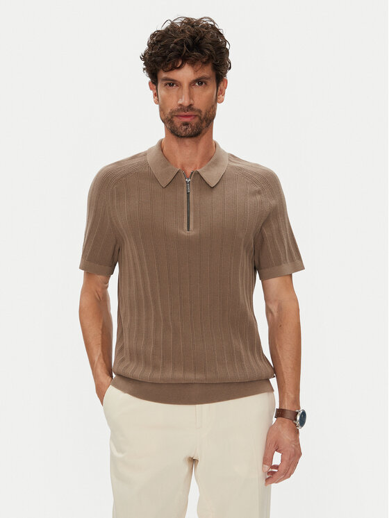 Michael Kors Тениска с яка и копчета CT560GT469 Кафяв Regular Fit за Мъже цена