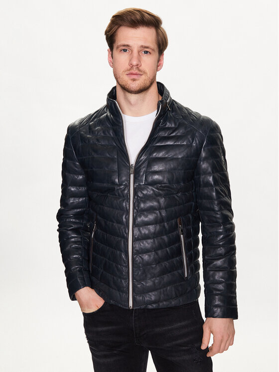 Milestone Кожено яке Malik 991019 60215 Тъмносин Regular Fit за Мъже цена