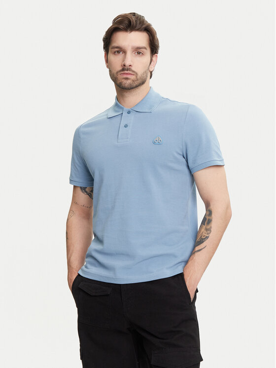 Moose Knuckles Тениска с яка и копчета Everett M34MT712 Син Slim Fit за Мъже цена