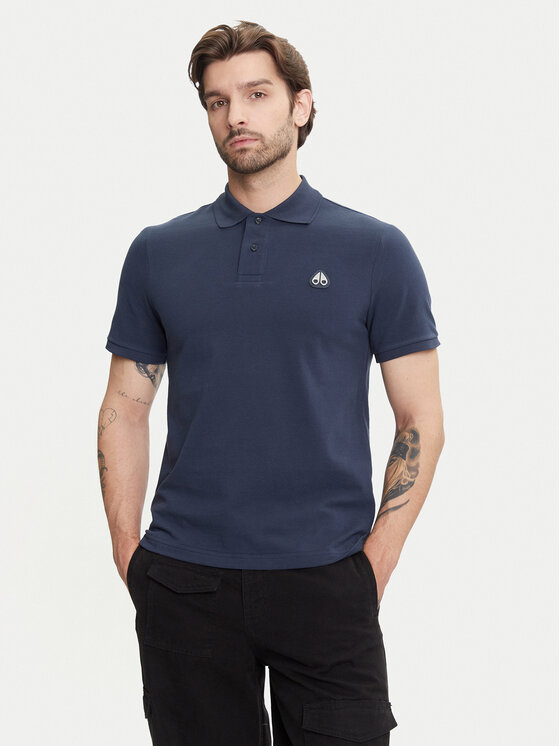 Moose Knuckles Тениска с яка и копчета Everett M34MT712 Тъмносин Slim Fit за Мъже цена