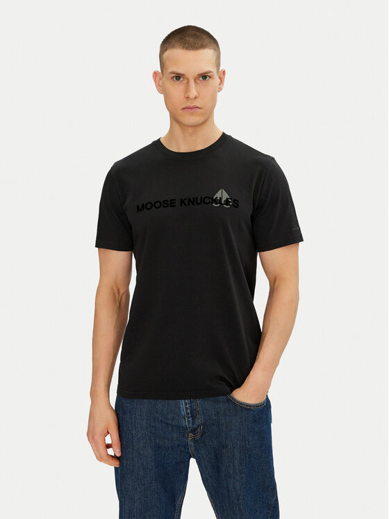 Moose Knuckles Тишърт Conway M15MT760 Черен Regular Fit за Мъже цена