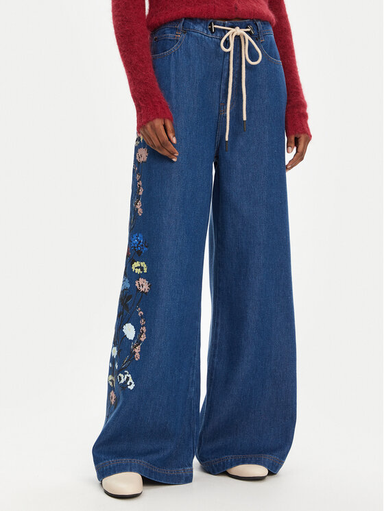 Munthe Дънки Obey 252141025203 Син Wide Leg за Жени цена