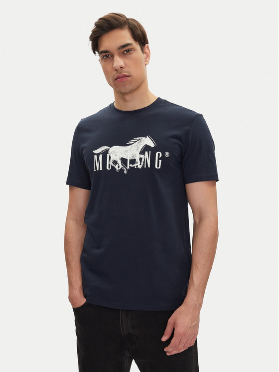 Mustang Тишърт Austin 1016279 Тъмносин Regular Fit за Мъже цена