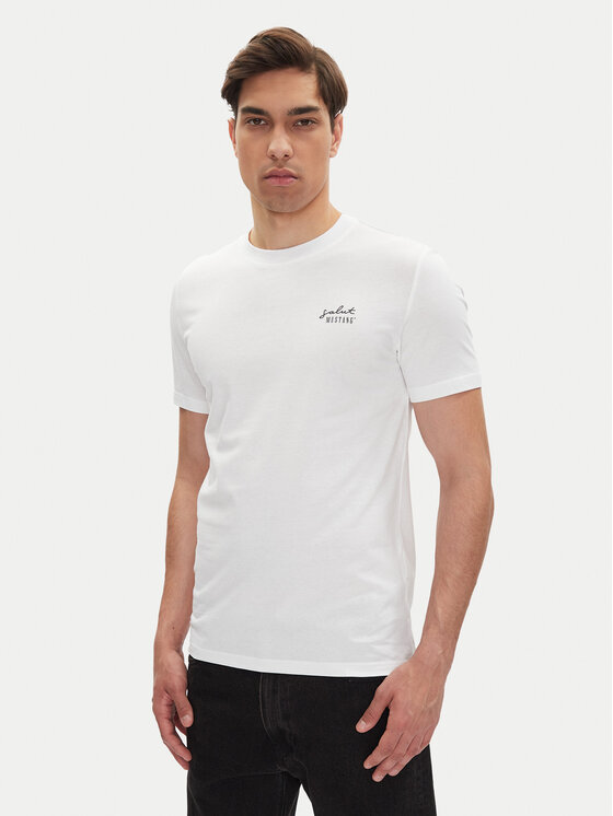 Mustang Тишърт Austin 1016280 Бял Regular Fit за Мъже цена