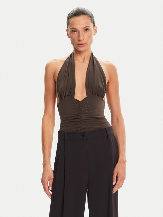 NORMA KAMALI Боди Mio KK424XPLG74823 Кафяв Slim Fit за Жени цена