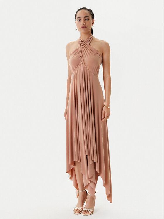NORMA KAMALI Коктейлна рокля KK1253PLO62833 Бежов Slim Fit за Жени цена