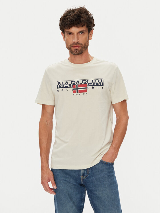 Napapijri Тишърт S-Aylmer NP0A4HTO Бежов Regular Fit за Мъже цена