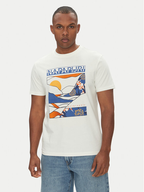 Napapijri Тишърт S-Valdor NP0A4IE6 Екрю Regular Fit за Мъже цена