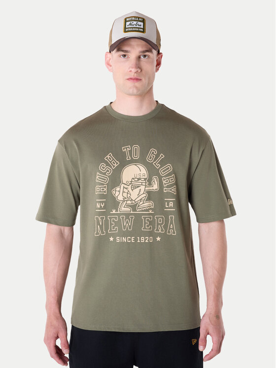 New Era Тишърт Football Graphic 60596409 Зелен Regular Fit за Мъже цена