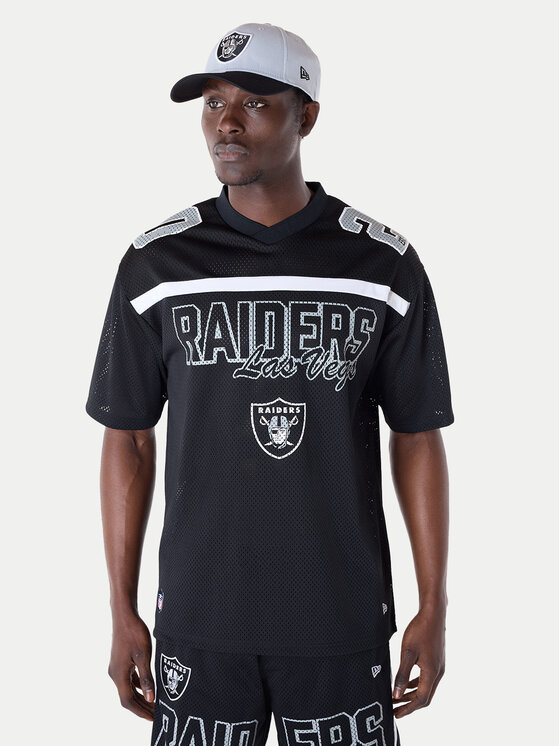 New Era Тишърт NFL Las Vegas Raiders Mesh Graphic Jersey 60596386 Черен Regular Fit за Мъже цена