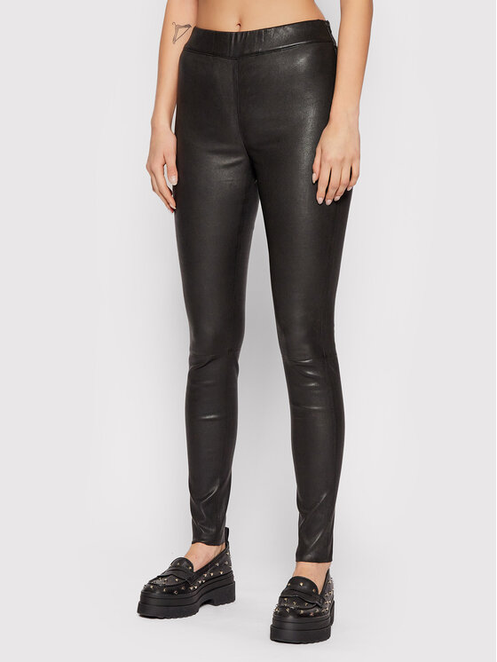 Notes Du Nord Кожени панталони Mio 11260 Черен Slim Fit за Жени цена