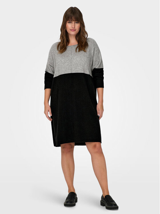 ONLY Carmakoma Плетена рокля 15183362 Сив Regular Fit за Жени цена