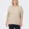 ONLY Carmakoma Пуловер 15283136 Бежов Regular Fit за Жени цена
