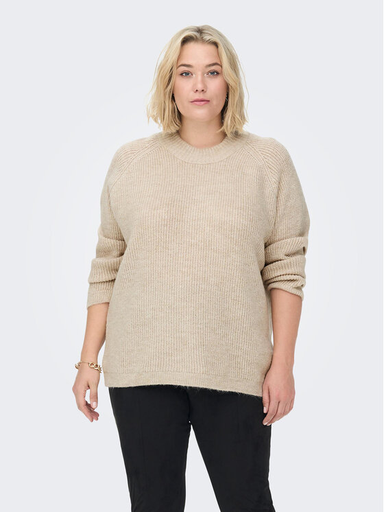 ONLY Carmakoma Пуловер 15283136 Бежов Regular Fit за Жени цена