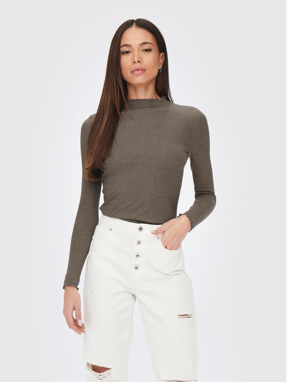 ONLY Блуза Emma 15180040 Кафяв Slim Fit за Жени цена
