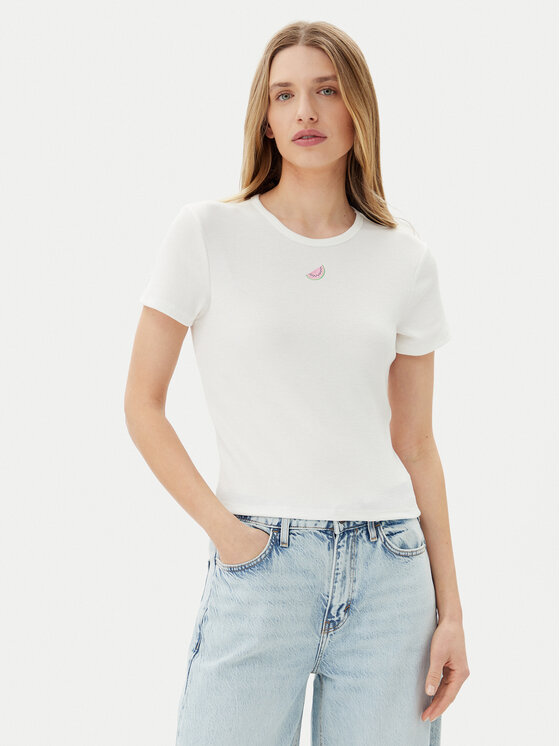 ONLY Тишърт Daniella 15350554 Бял Slim Fit за Жени цена