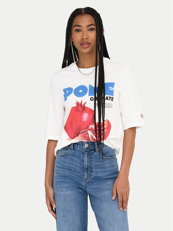 ONLY Тишърт Phoebe 15351369 Бял Regular Fit за Жени цена