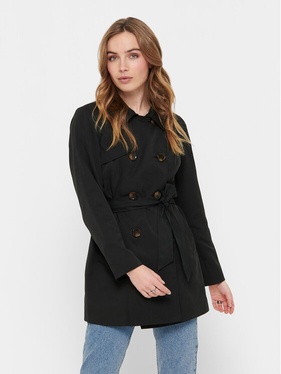 ONLY Тренч 15191821 Черен Regular Fit за Жени цена
