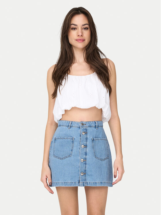 ONLY топ Lou 15342566 Бял Cropped Fit за Жени цена