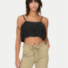ONLY топ Lou 15342566 Черен Cropped Fit за Жени цена