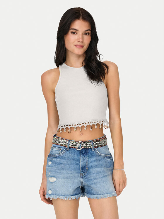 ONLY топ Shelly 15325019 Бял Slim Fit за Жени цена