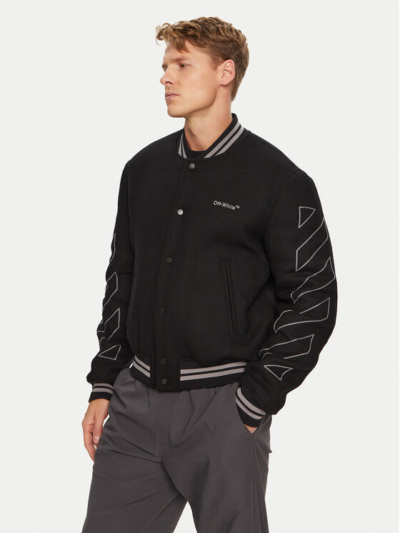 Off-White Яке бомбър OMEA315S23FAB0011008 Черен Regular Fit за Мъже цена