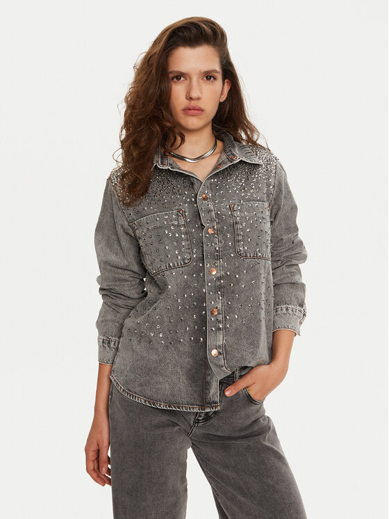 One Teaspoon дънкова риза 26691 Сив Regular Fit за Жени цена