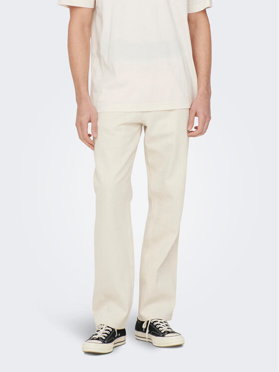 Only & Sons Дънки 22025917 Бял Loose Fit за Мъже цена