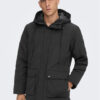 Only & Sons Парка Jayden 22022654 Черен Regular Fit за Мъже цена