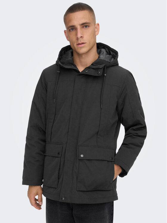 Only & Sons Парка Jayden 22022654 Черен Regular Fit за Мъже цена