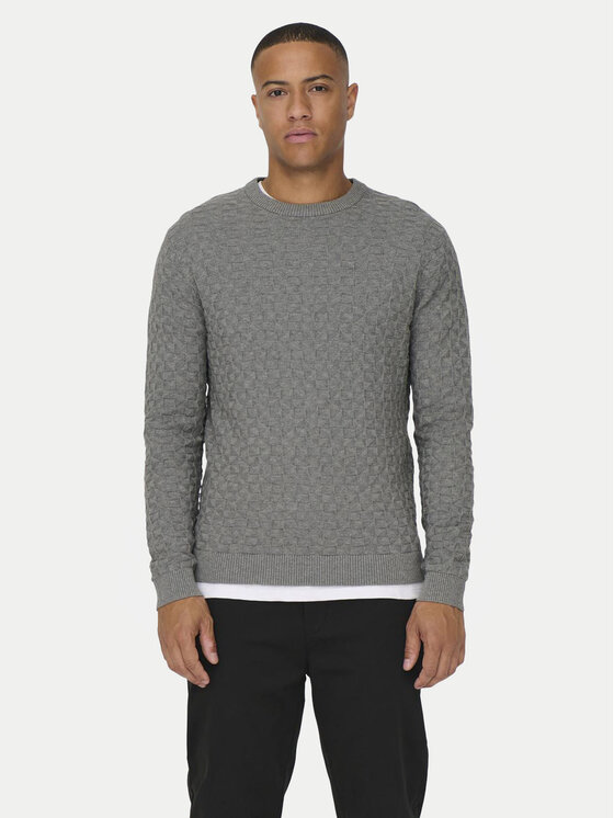 Only & Sons Пуловер 22026559 Сив Regular Fit за Мъже цена