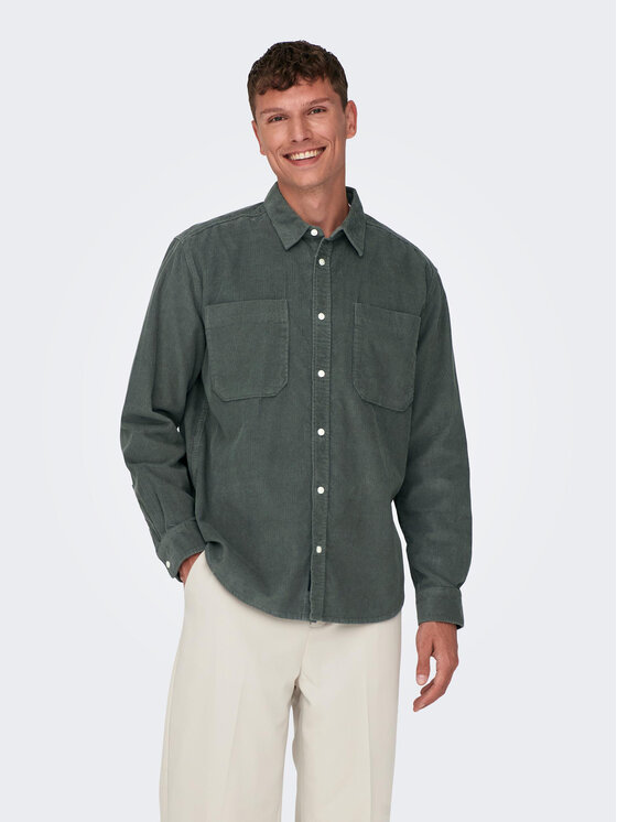 Only & Sons Риза 22024716 Сив Relaxed Fit за Мъже цена