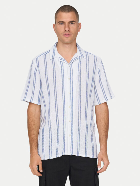 Only & Sons Риза 22025659 Бял Regular Fit за Мъже цена