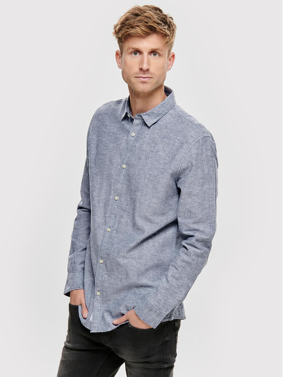 Only & Sons Риза Caiden 22012321 Син Slim Fit за Мъже цена