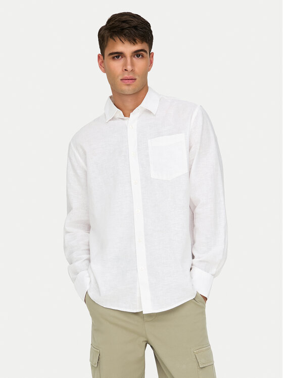 Only & Sons Риза Caiden 22031804 Бял Regular Fit за Мъже цена