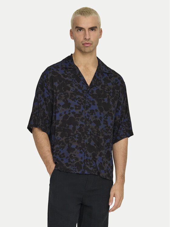 Only & Sons Риза Harris 22032732 Тъмносин Relaxed Fit за Мъже цена