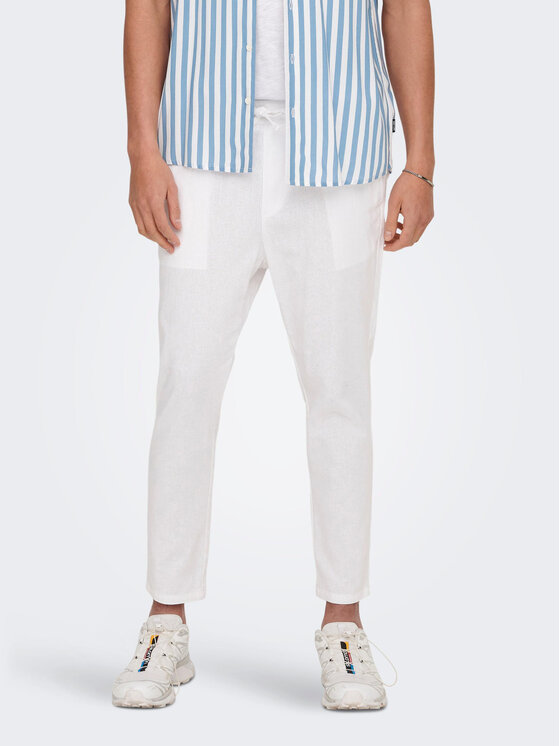 Only & Sons Текстилни панталони 22024966 Бял Tapered Fit за Мъже цена