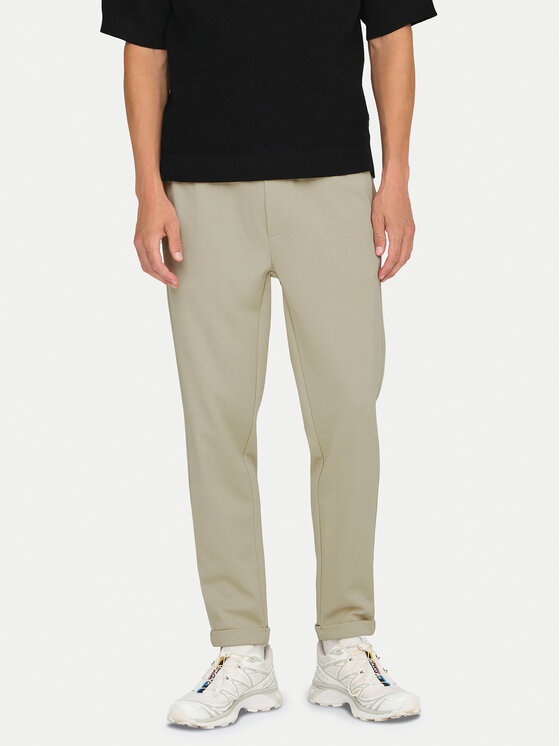 Only & Sons Текстилни панталони Linus 22029924 Бежов Tapered Fit за Мъже цена