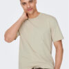 Only & Sons Тишърт 22025208 Бежов Regular Fit за Мъже цена